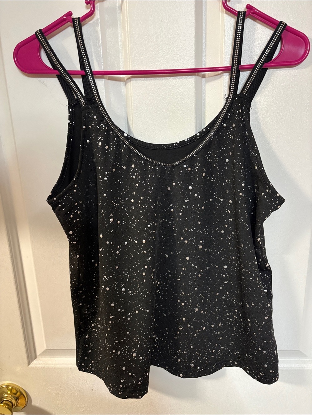 SHEIN Black Speckled Double-Strap Tank Top